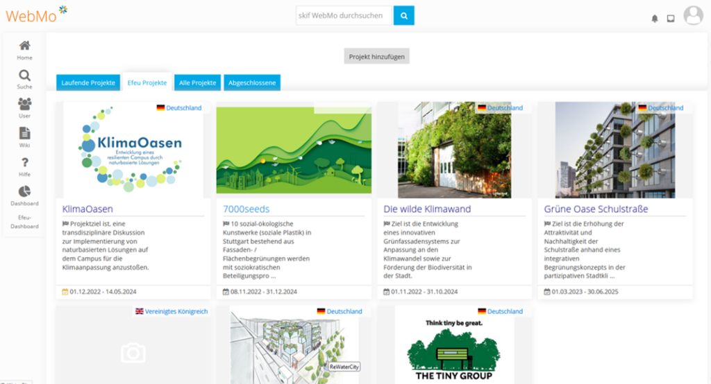 WebMo Screenshot Stuttgarter Klima-Innovationsfonds